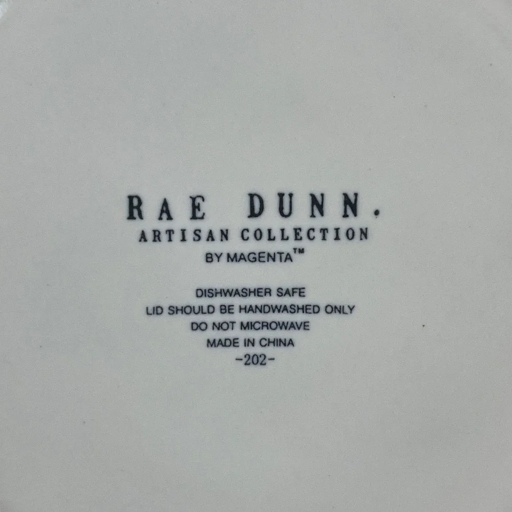 Rae Dunn Egg Hunt Ceramic Canister with Lid and Ribbon White Easter 8 X 4 inches